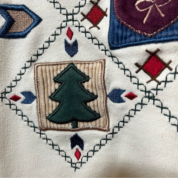 Vintage Alfred Dunner Mock Neck Button Up Collar Christmas Sweatshirt S - Picture 7 of 12